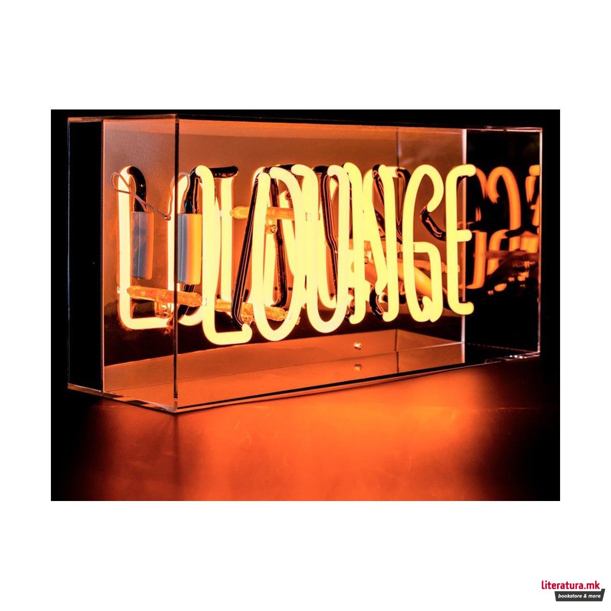 Неонски знак во кутија, 'Lounge' 