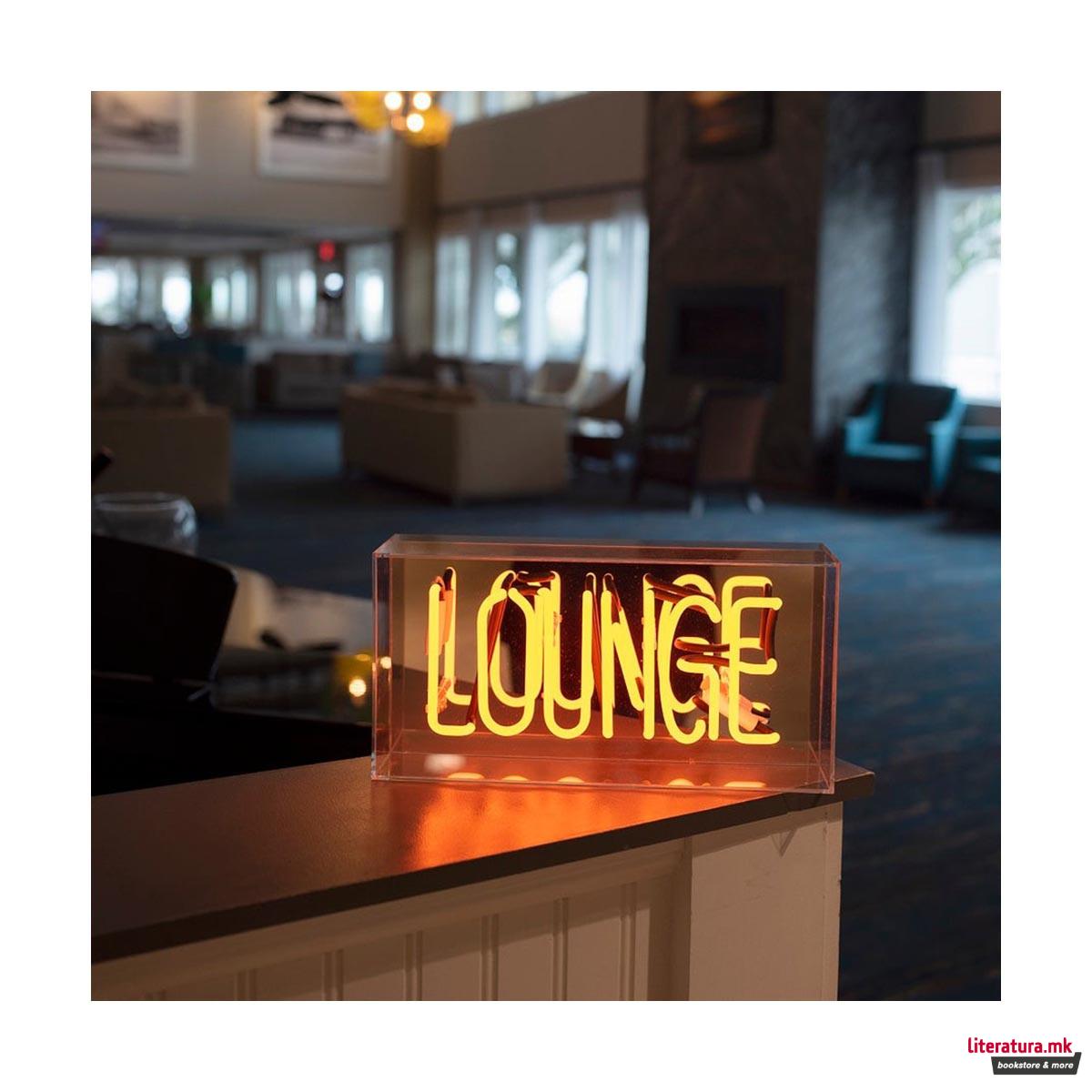 Неонски знак во кутија, 'Lounge' 