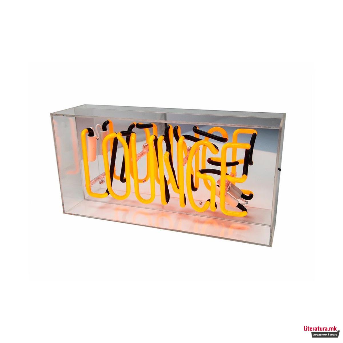 Неонски знак во кутија, 'Lounge' 