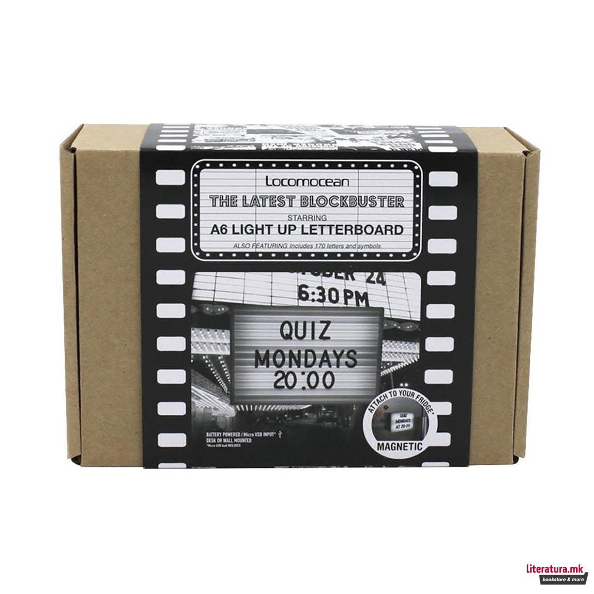 Светлечка табла со букви, Light up Letter Board A6 
