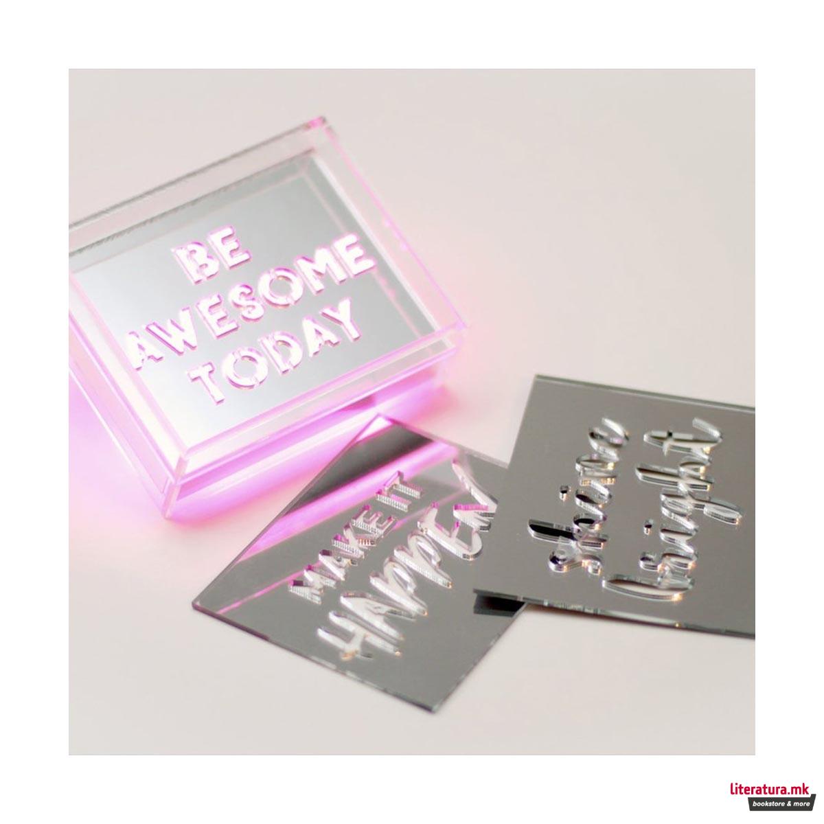 Светлечка кутија со порака - LED, Pink - Mini Acrylic Box 