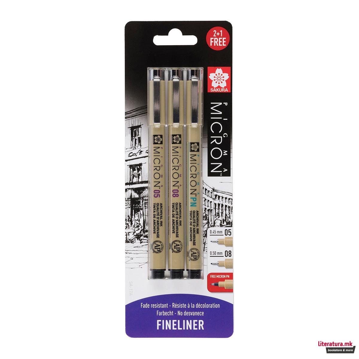 Сет фајнлајнери, Sakura, Pigma Micron, 05/08/PN 