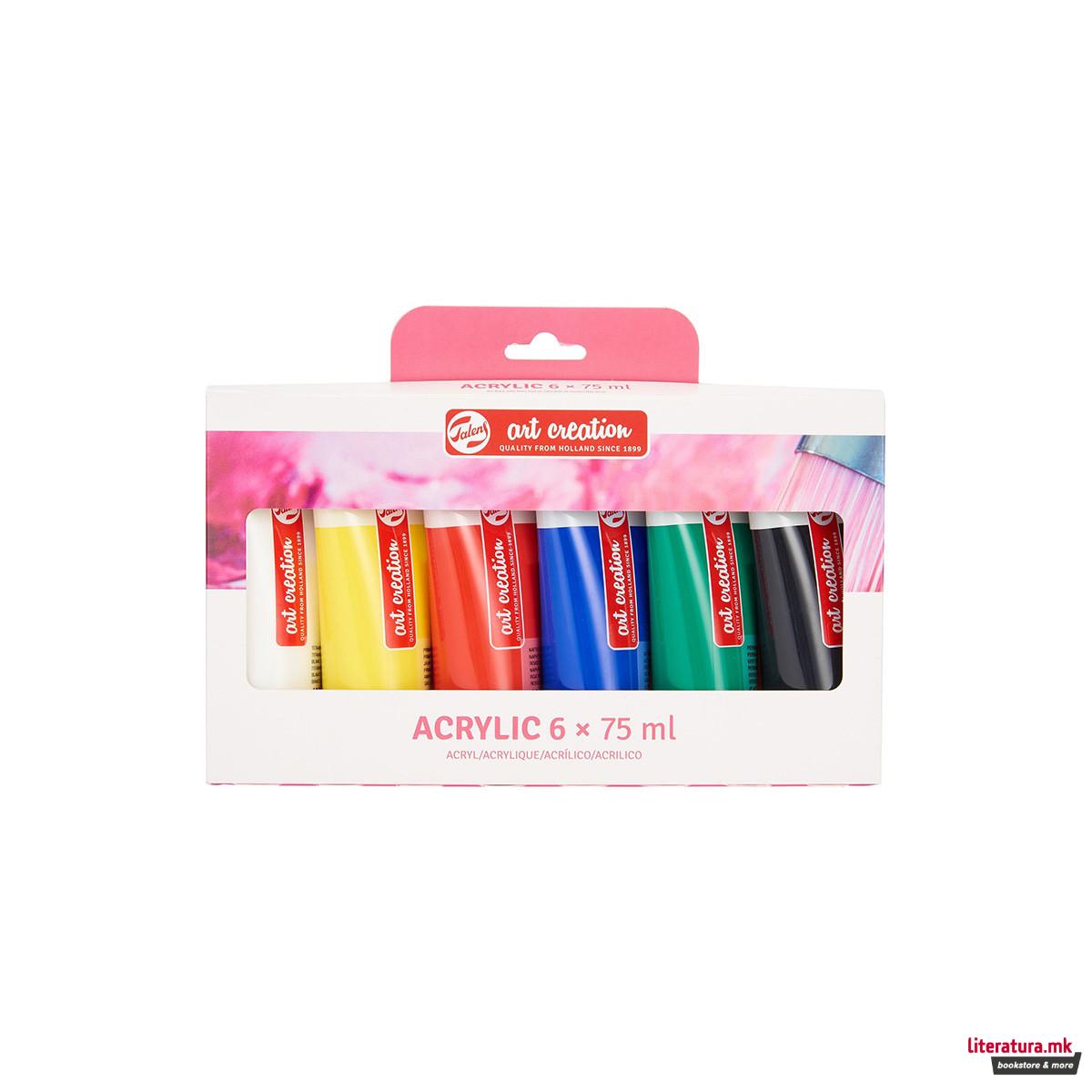 Сет акрилни бои, Talens Art Creation, Acrylic Colour Set, 6 x 75мл 