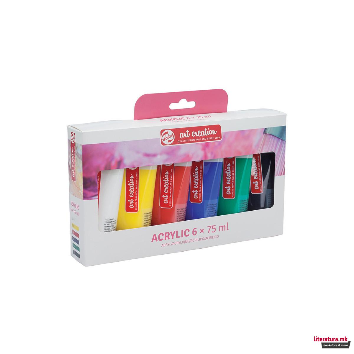 Сет акрилни бои, Talens Art Creation, Acrylic Colour Set, 6 x 75мл 