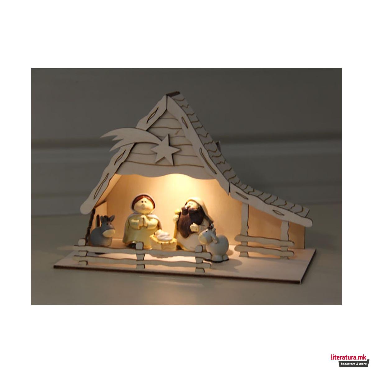 Дрвена фигура на склопување, Соларна божиќна сцена 