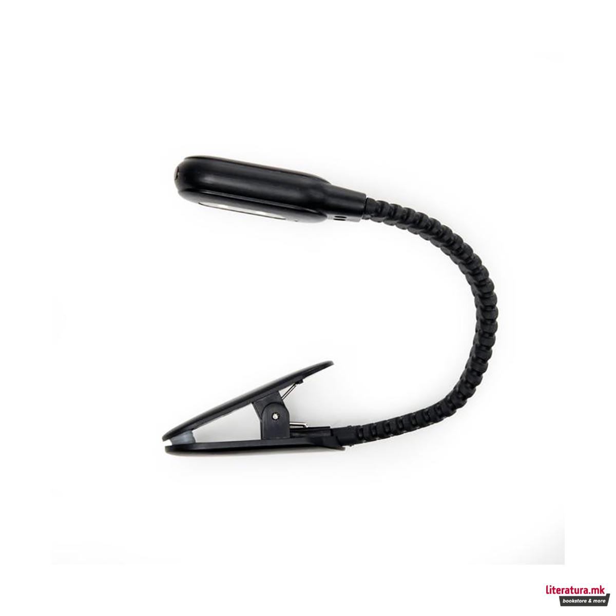 Светло за книга со штипка, Rechargeable Clip Book Light, црно