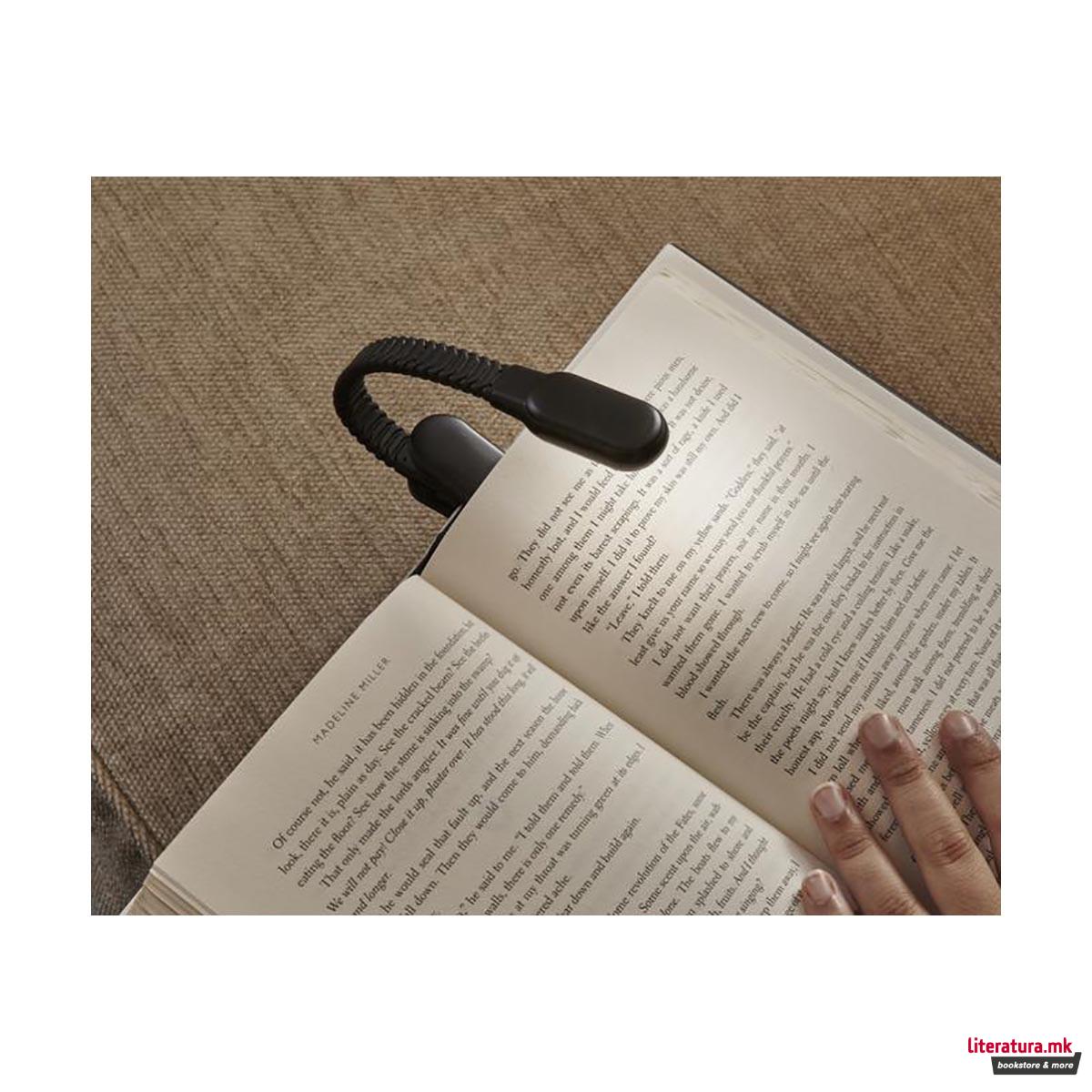 Светло за книга со штипка, Rechargeable Clip Book Light, црно