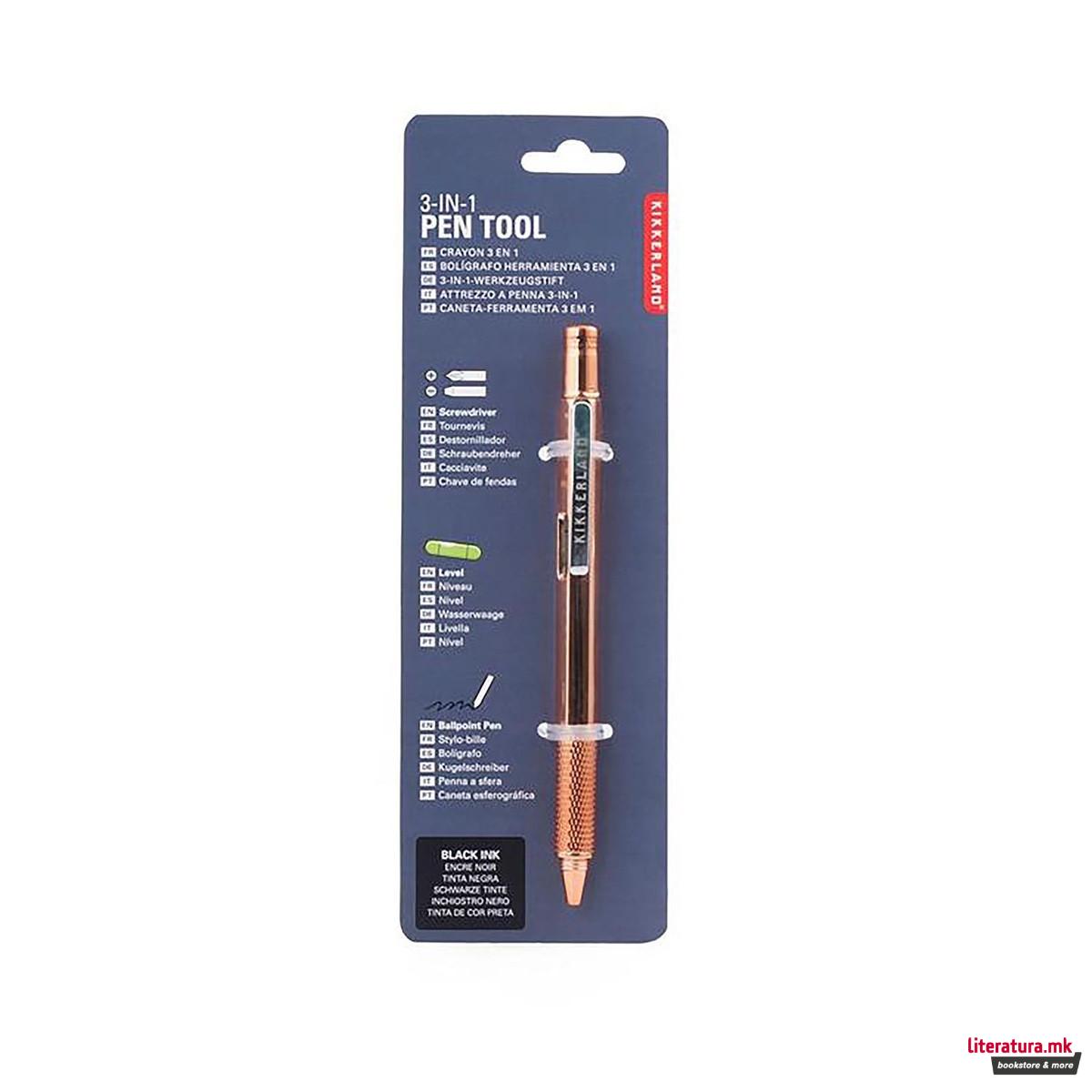 Повеќенаменско пенкало 3 во 1, Multi Tool Pen 3 in 1, бакарно