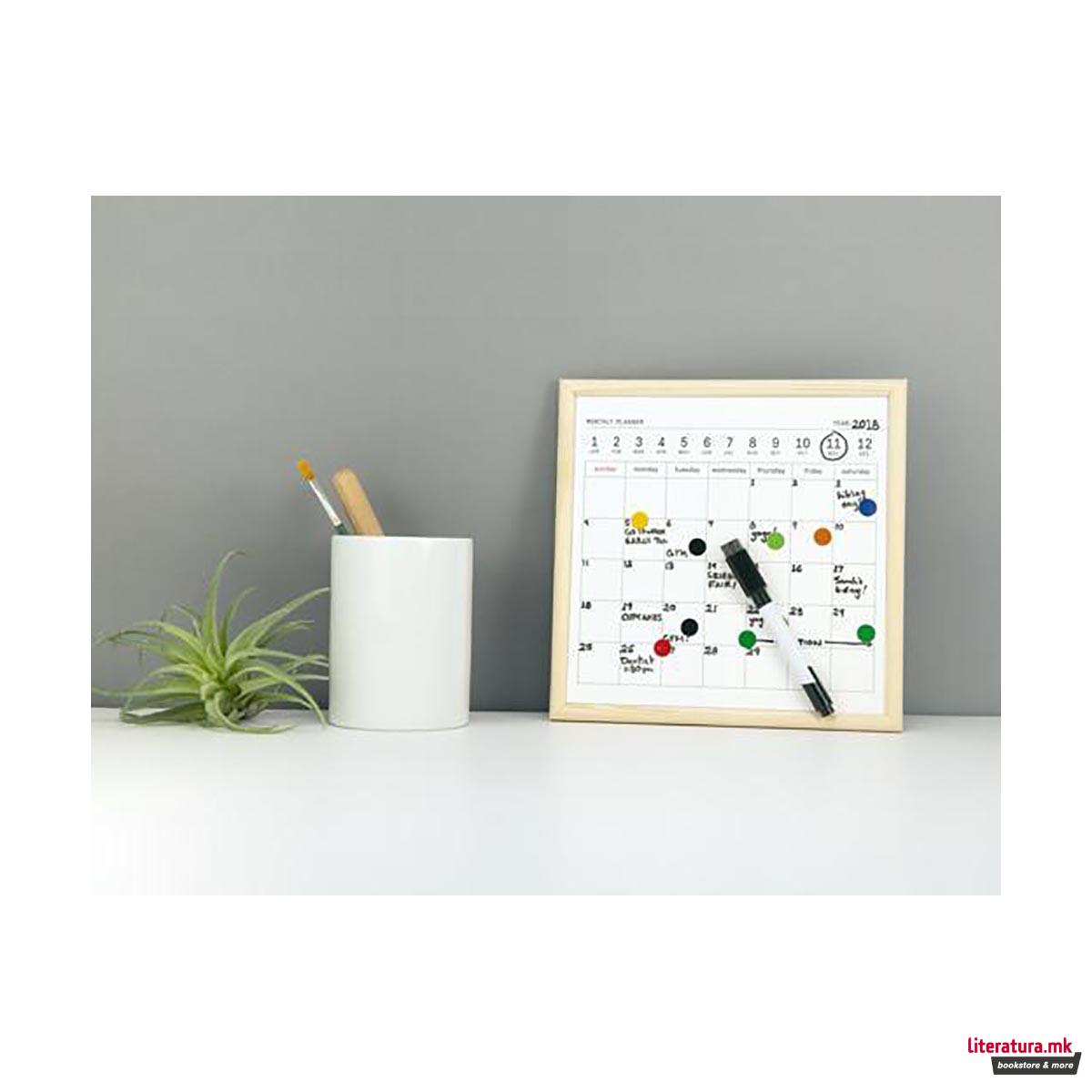 Мини мемо табла со календар, Мини White Board Calendar 