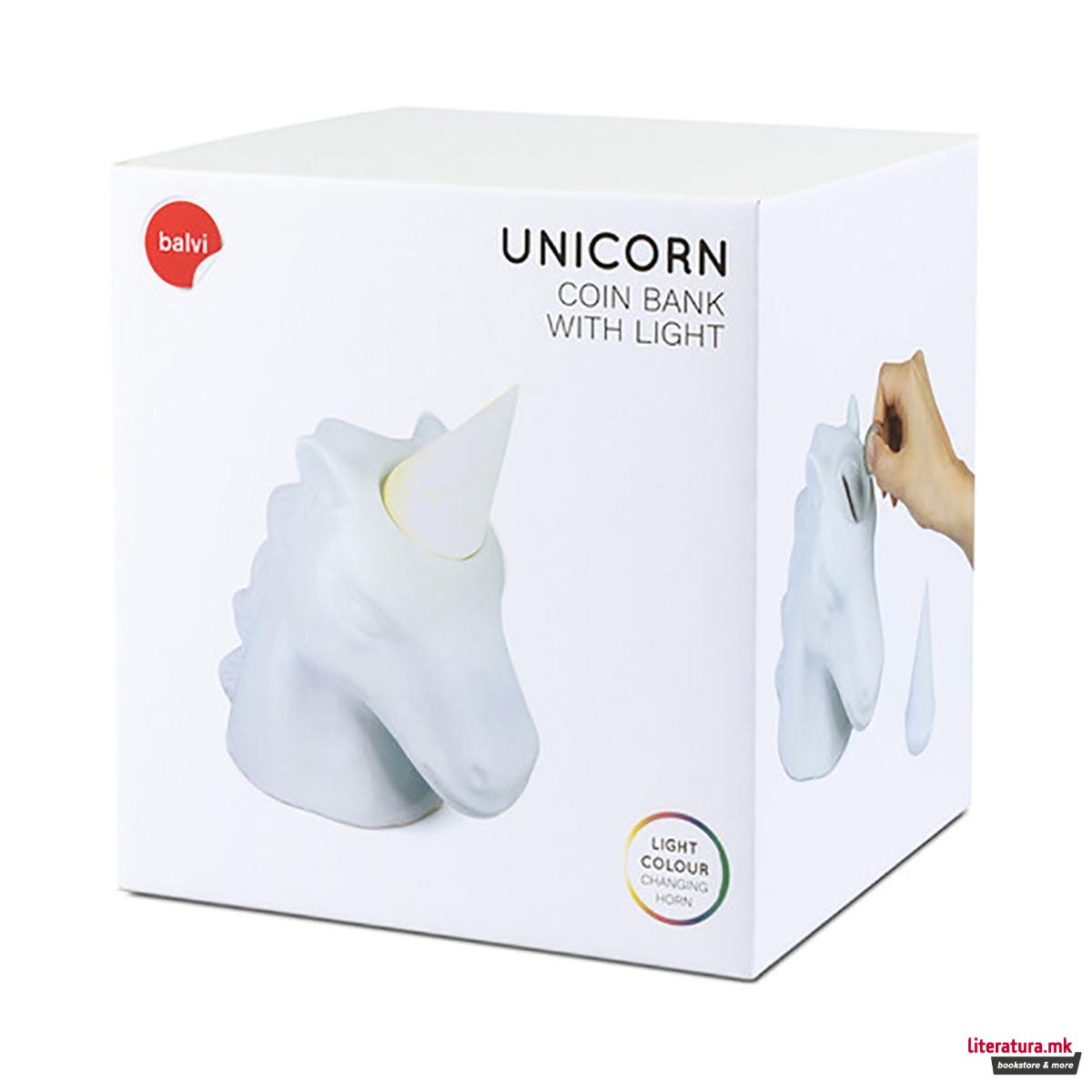 Касичка за пари со ламба, Unicorn, бела 