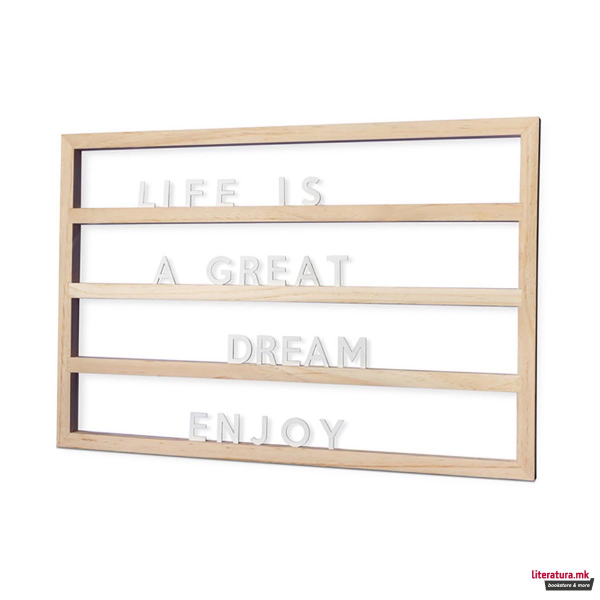 Декоративна дрвена табла со букви, Nature 