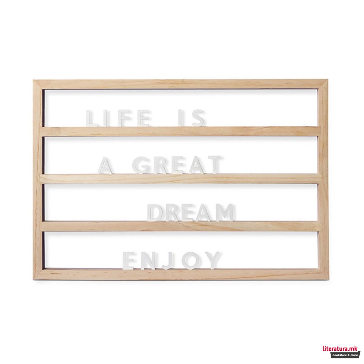 Декоративна дрвена табла со букви, Nature 