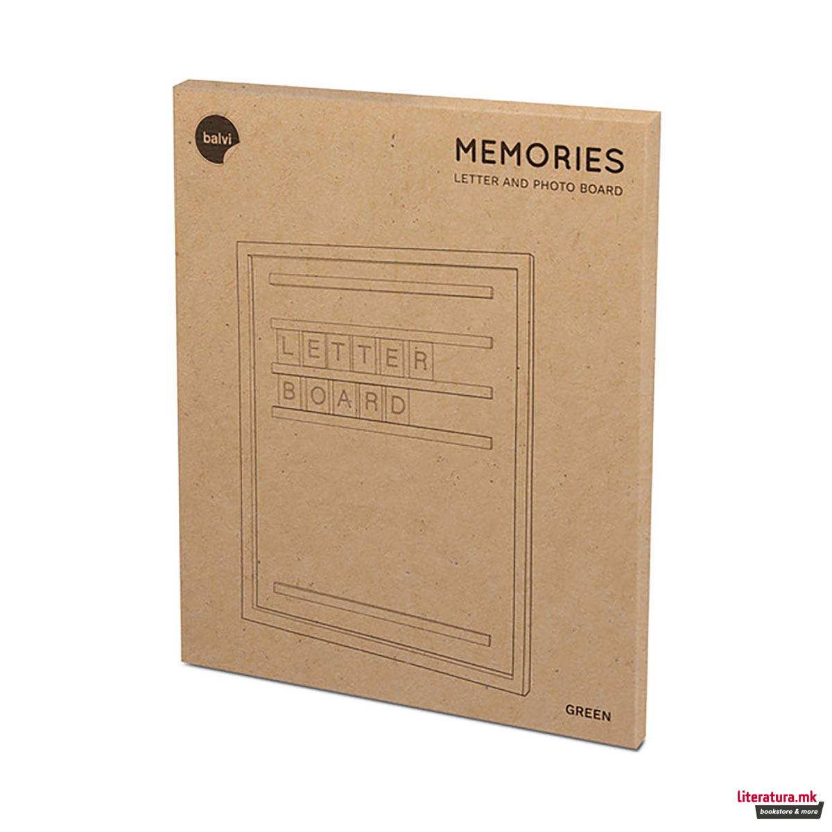 Декоративна дрвена табла со букви и слики, Memories 