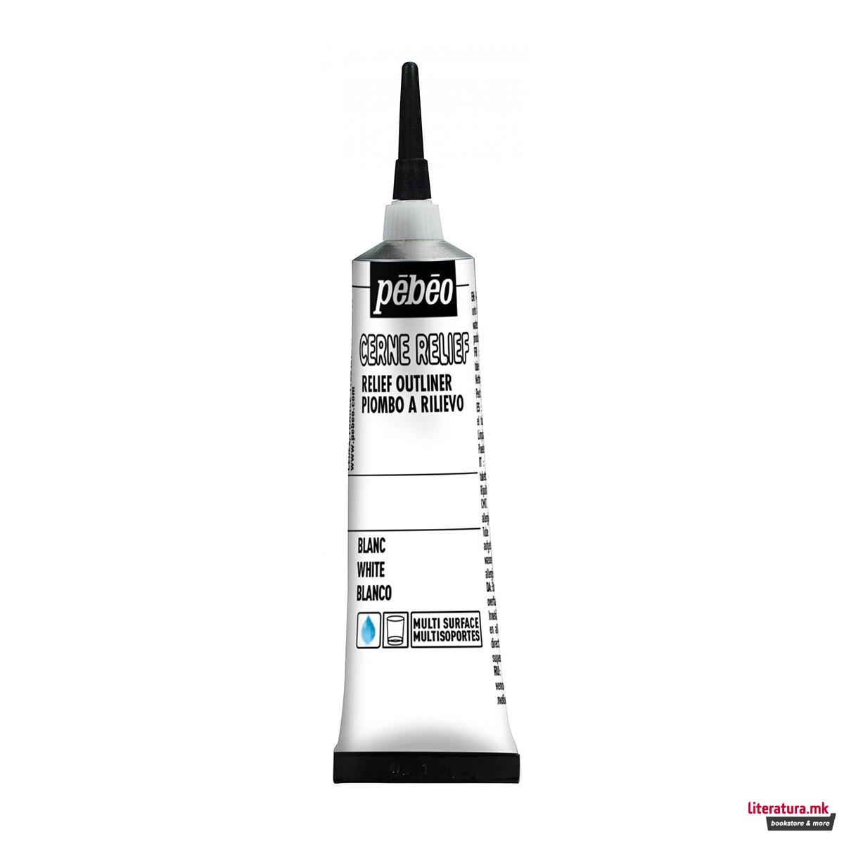 Контура за стакло, Pebeo, Vitrail Cerne Relief, white, 20мл 