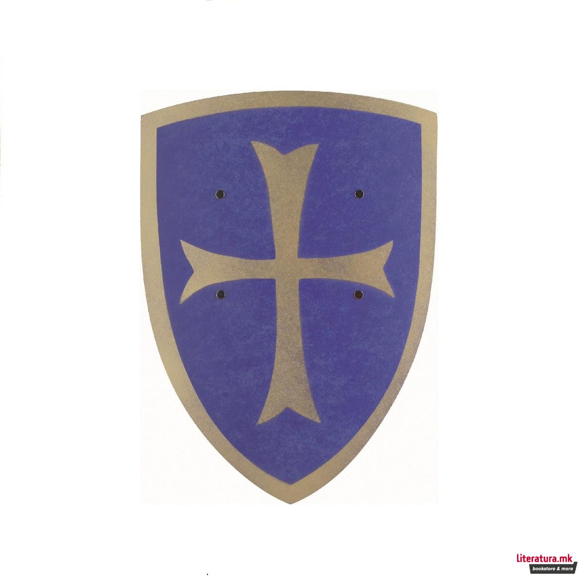 Темпларски штит, мал, сино-златен, 27x37cm 