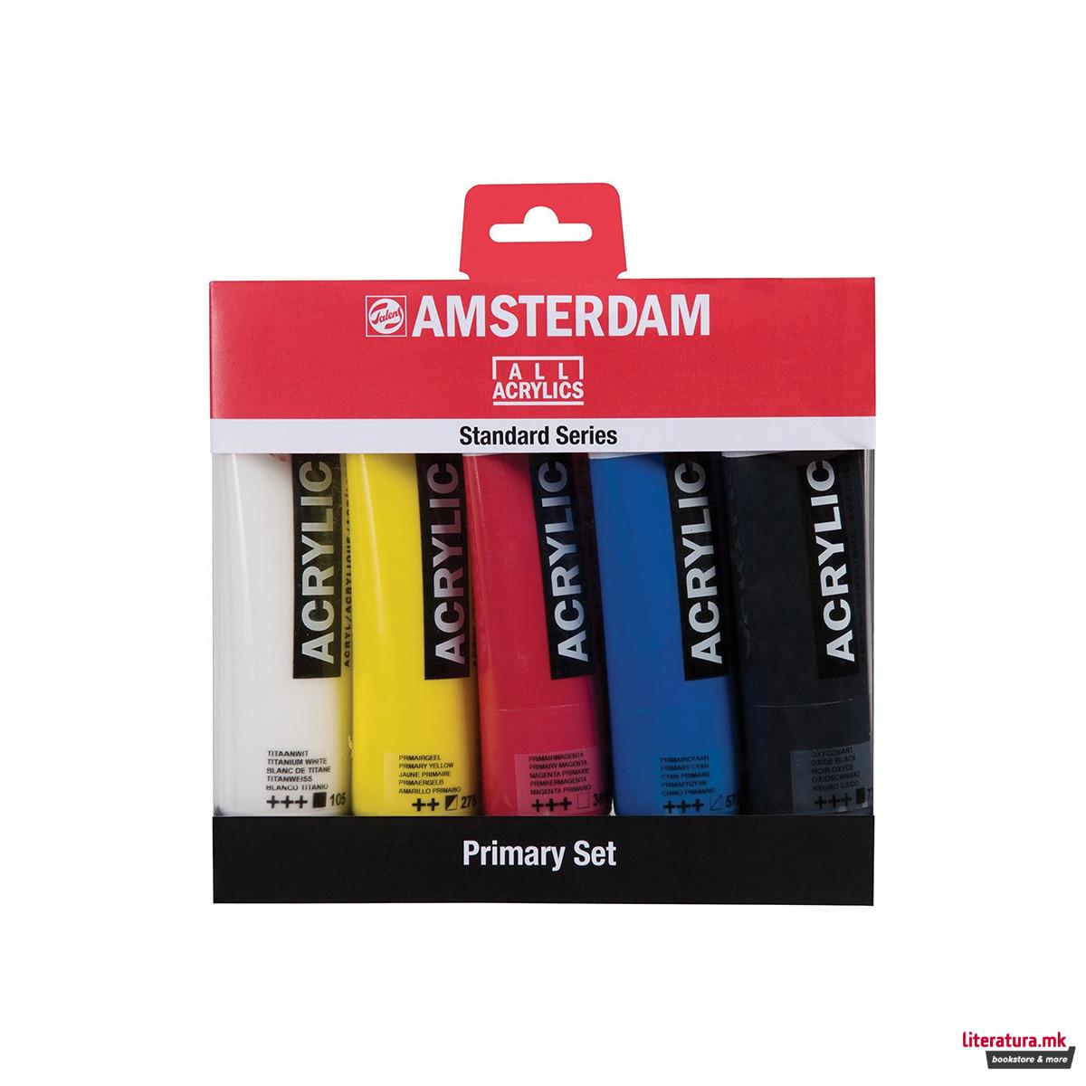 Сет акрилни бои, Amsterdam, All Acrylics Standard Series, Primary set, 5 x 120 мл 