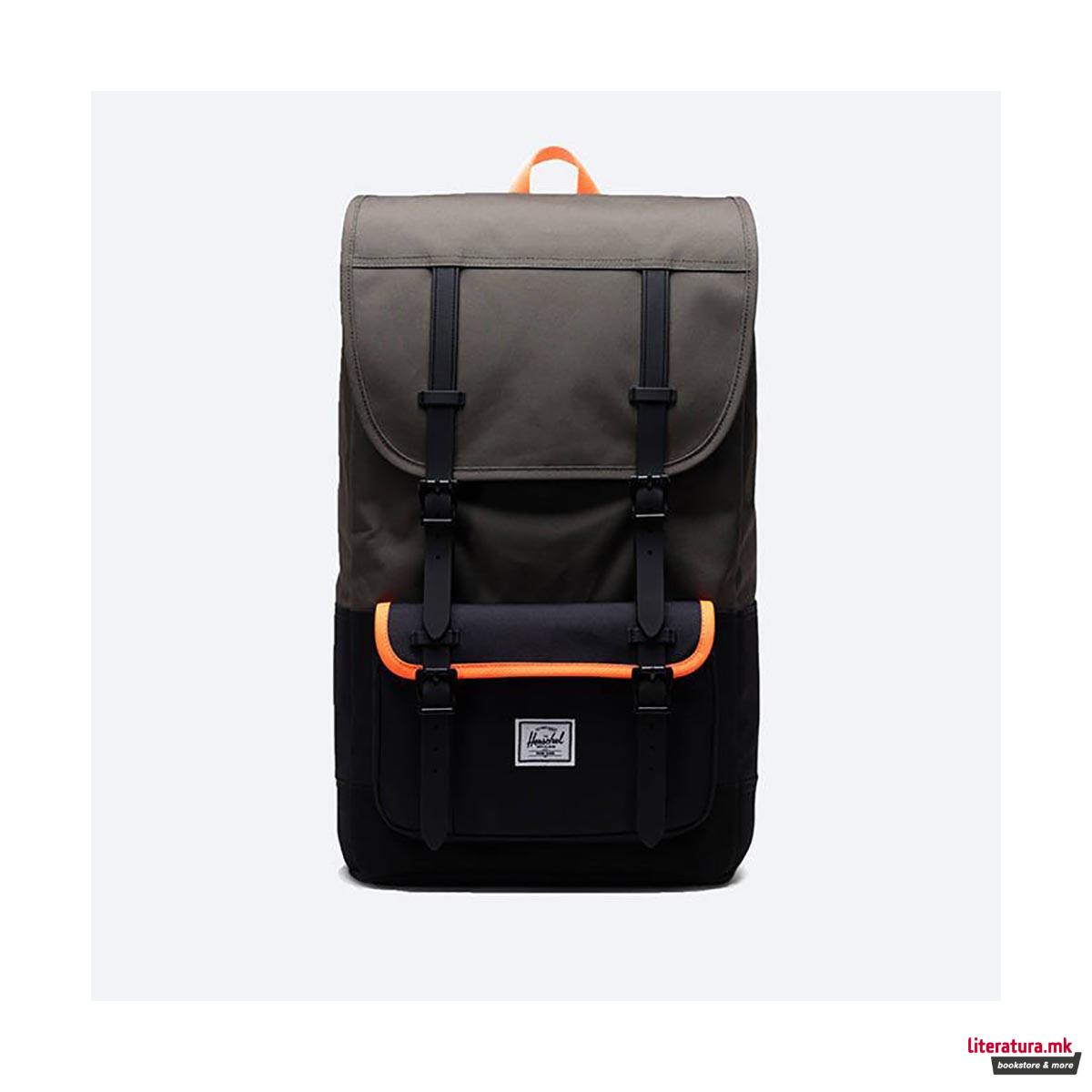 Ранец, Little America Pro, Ivy Green/Black/Shocking Orange 