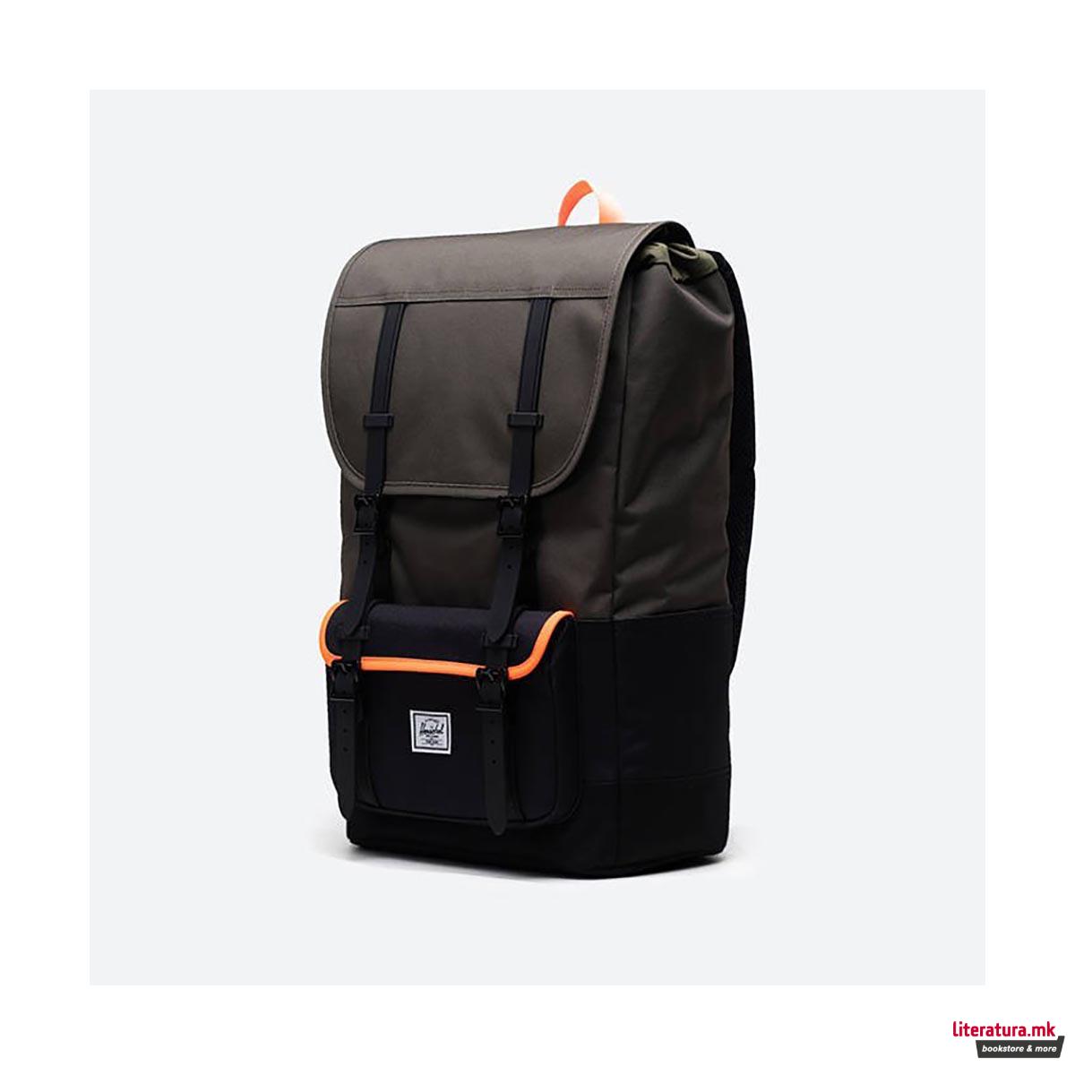 Ранец, Little America Pro, Ivy Green/Black/Shocking Orange 