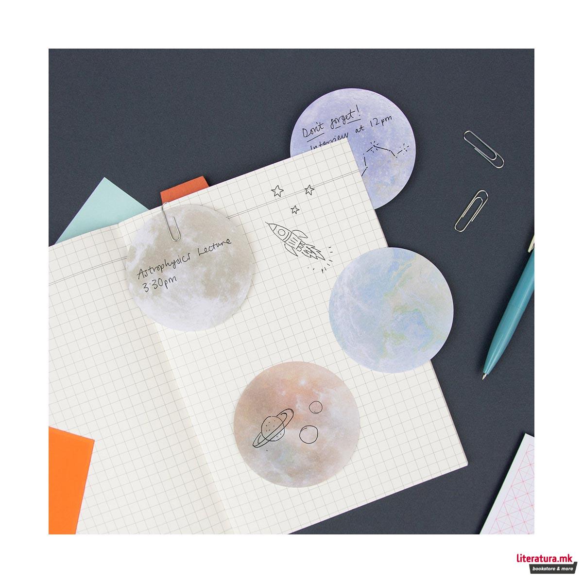 Мемо-ливчиња - Планети, Planet Sticky Notes - 4 x 60 ливчиња 