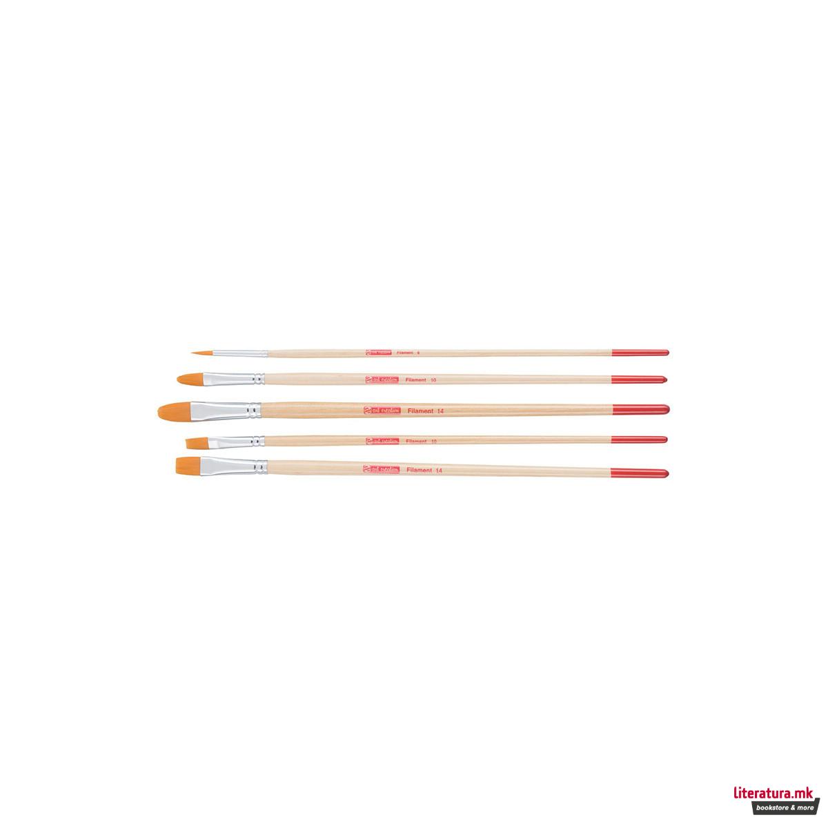 Четки за акрилни и маслени бои - полиестер, Talens Art Creation, микс сет од 5 