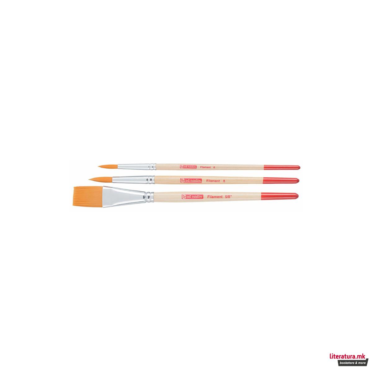 Четки за акварелни бои - полиестер, Talens Art Creation, микс сет од 3 