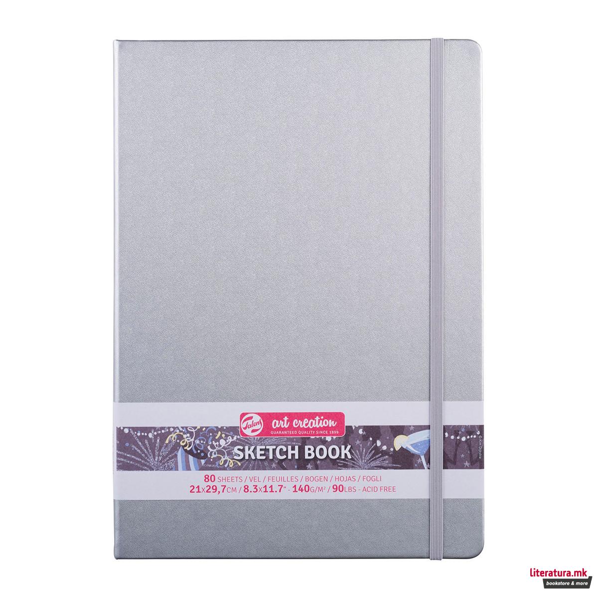 Скицник, Talens Art Creation, 140g, 21 x 29.7 цм, сребрен 