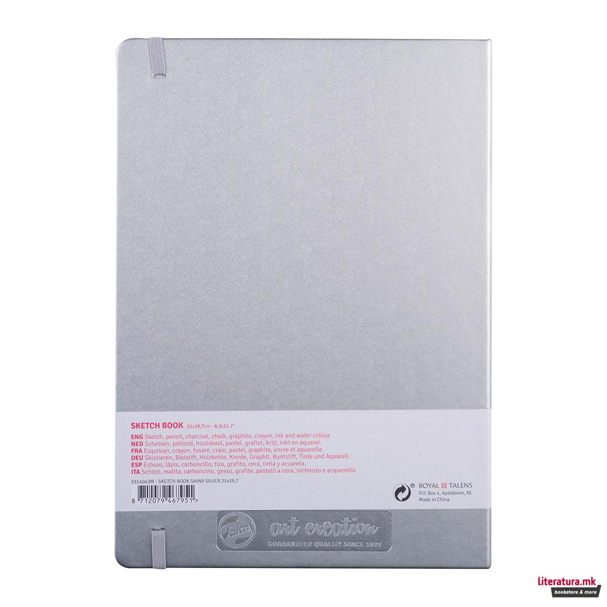 Скицник, Talens Art Creation, 140g, 21 x 29.7 цм, сребрен 