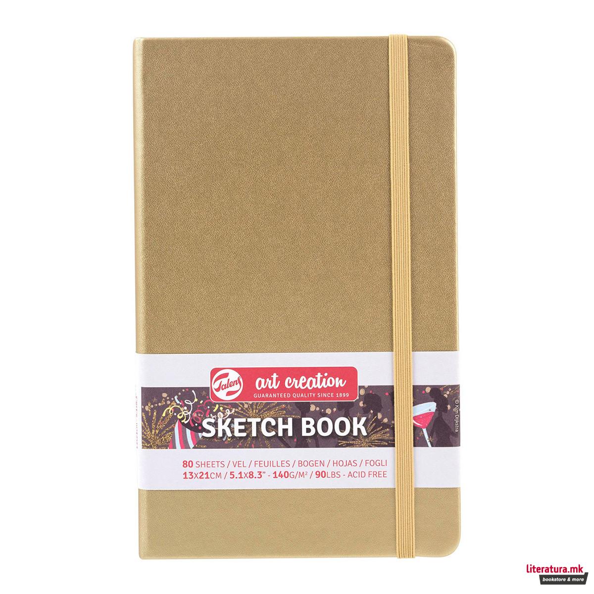 Скицник, Talens Art Creation, 140g, 13 x 21 цм, златен 