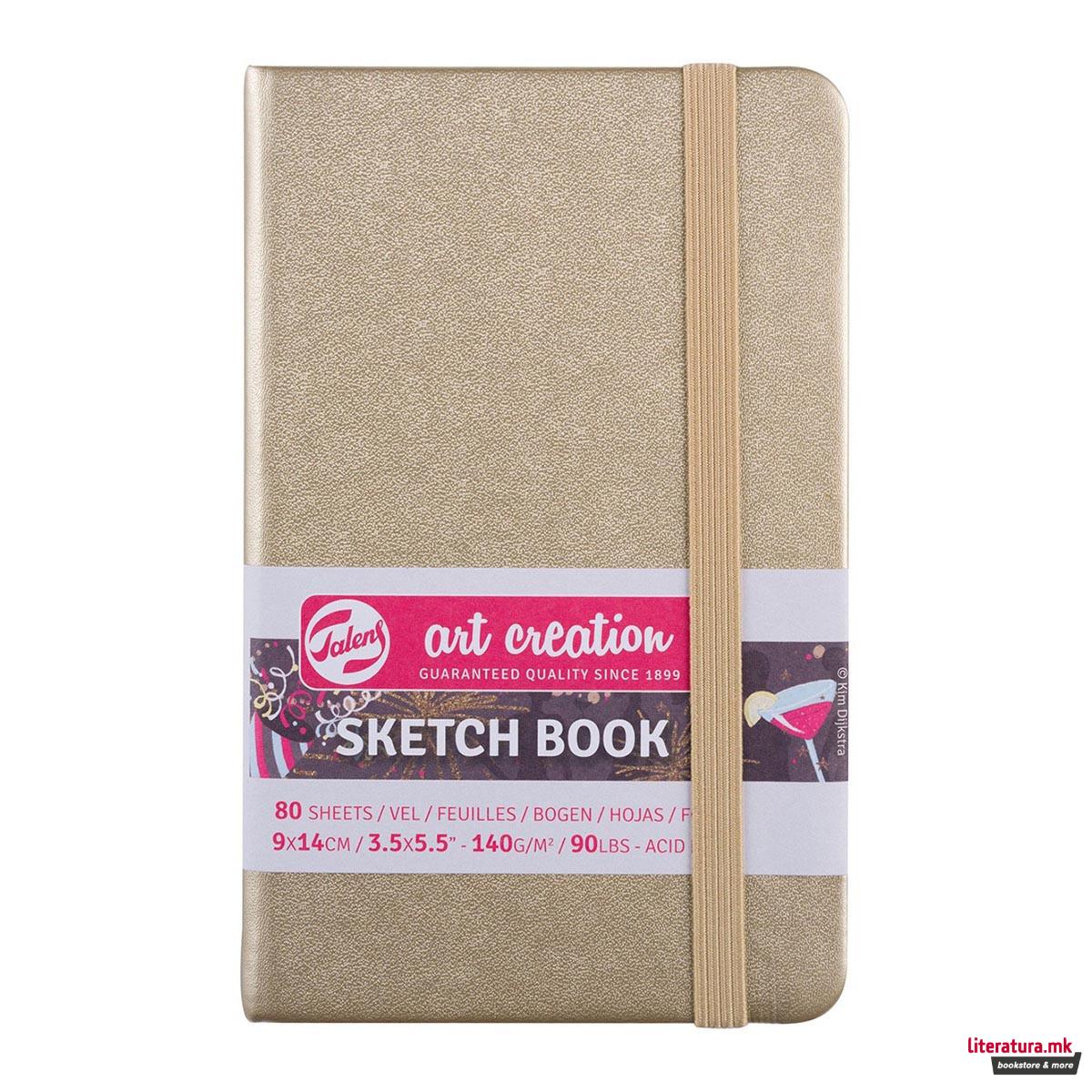 Скицник, Talens Art Creation, 140g, 9 x 14 цм, златен 