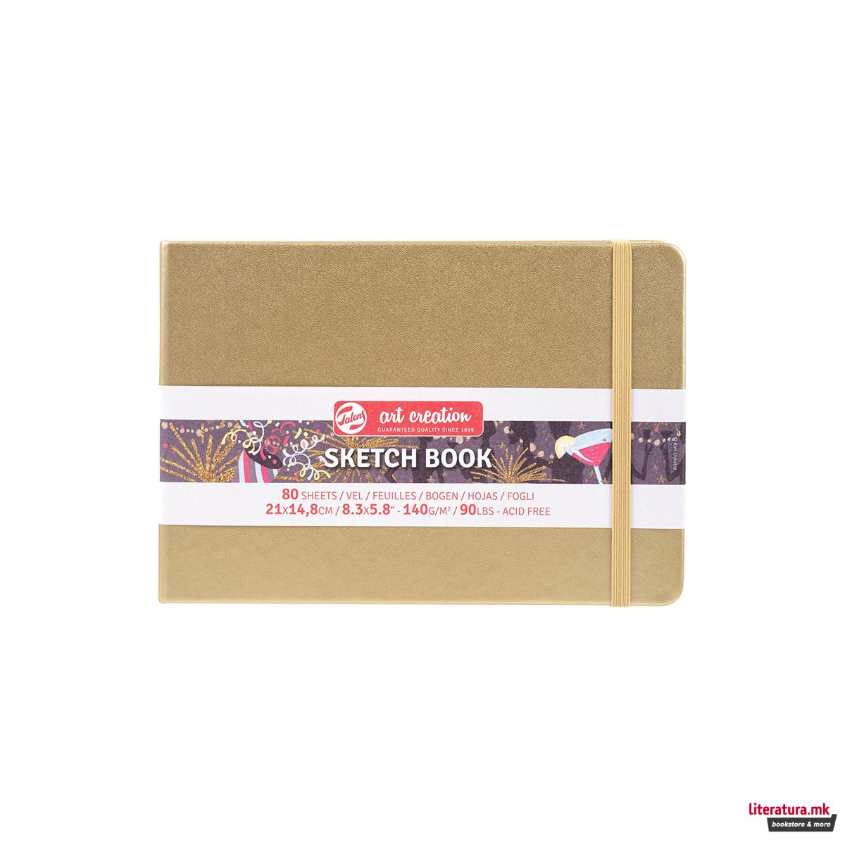 Скицник, Talens Art Creation, 140g, 21 x 14.8 цм, златен 