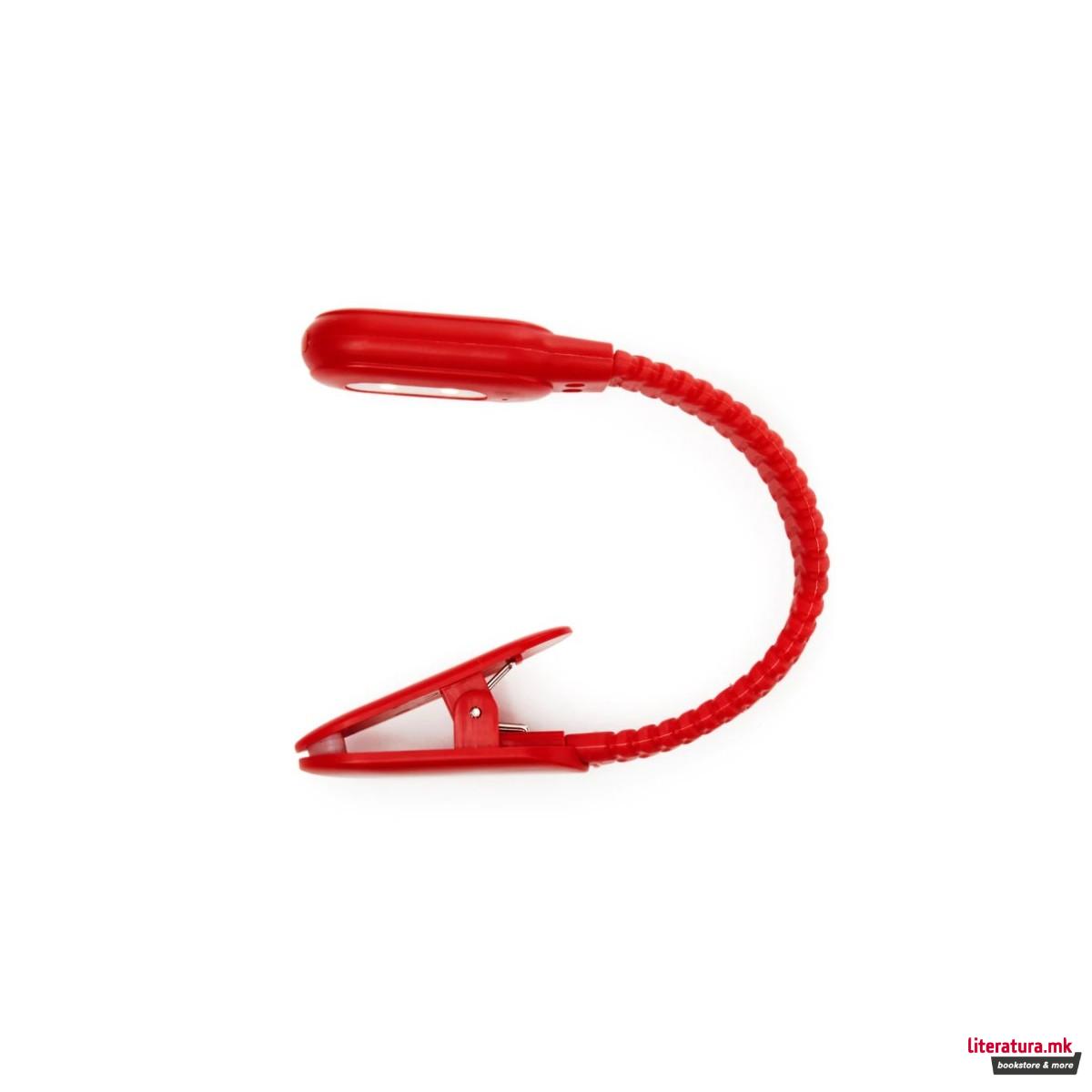Светло со штипка, Rechargeable Clip Book Light, црвено