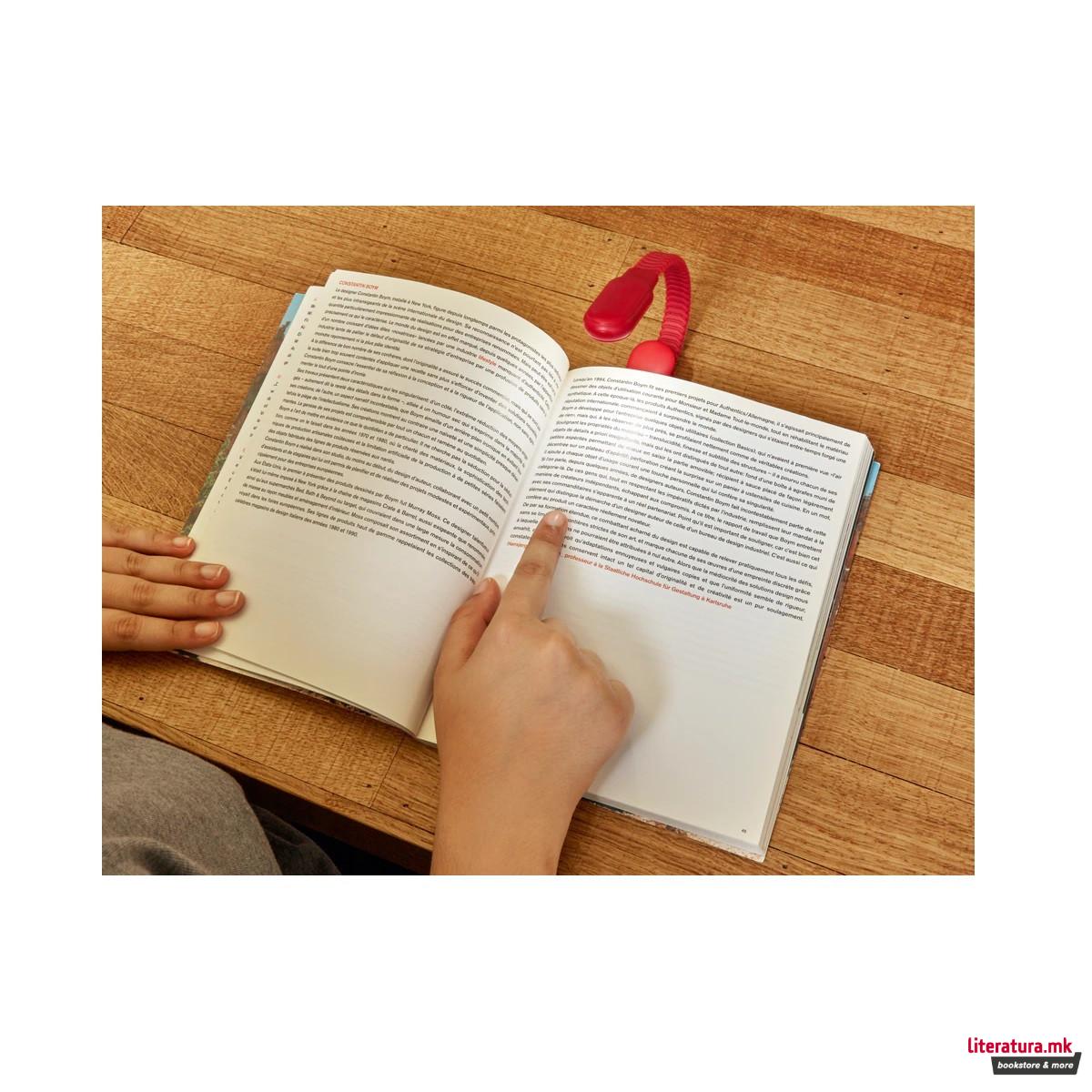 Светло со штипка, Rechargeable Clip Book Light, црвено