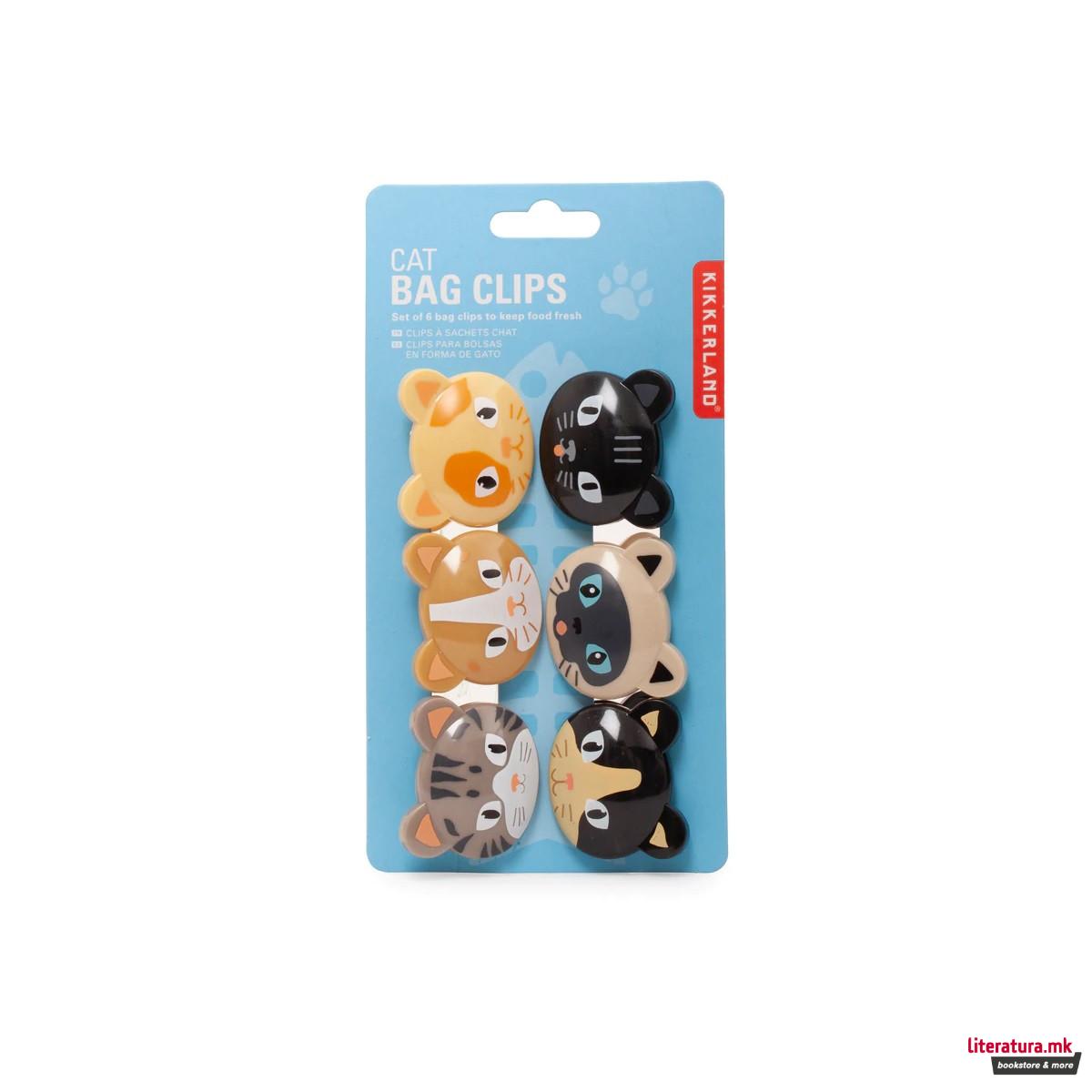 Сет штипки за кеси, Cat Bag Clips, 1/6, шарени 