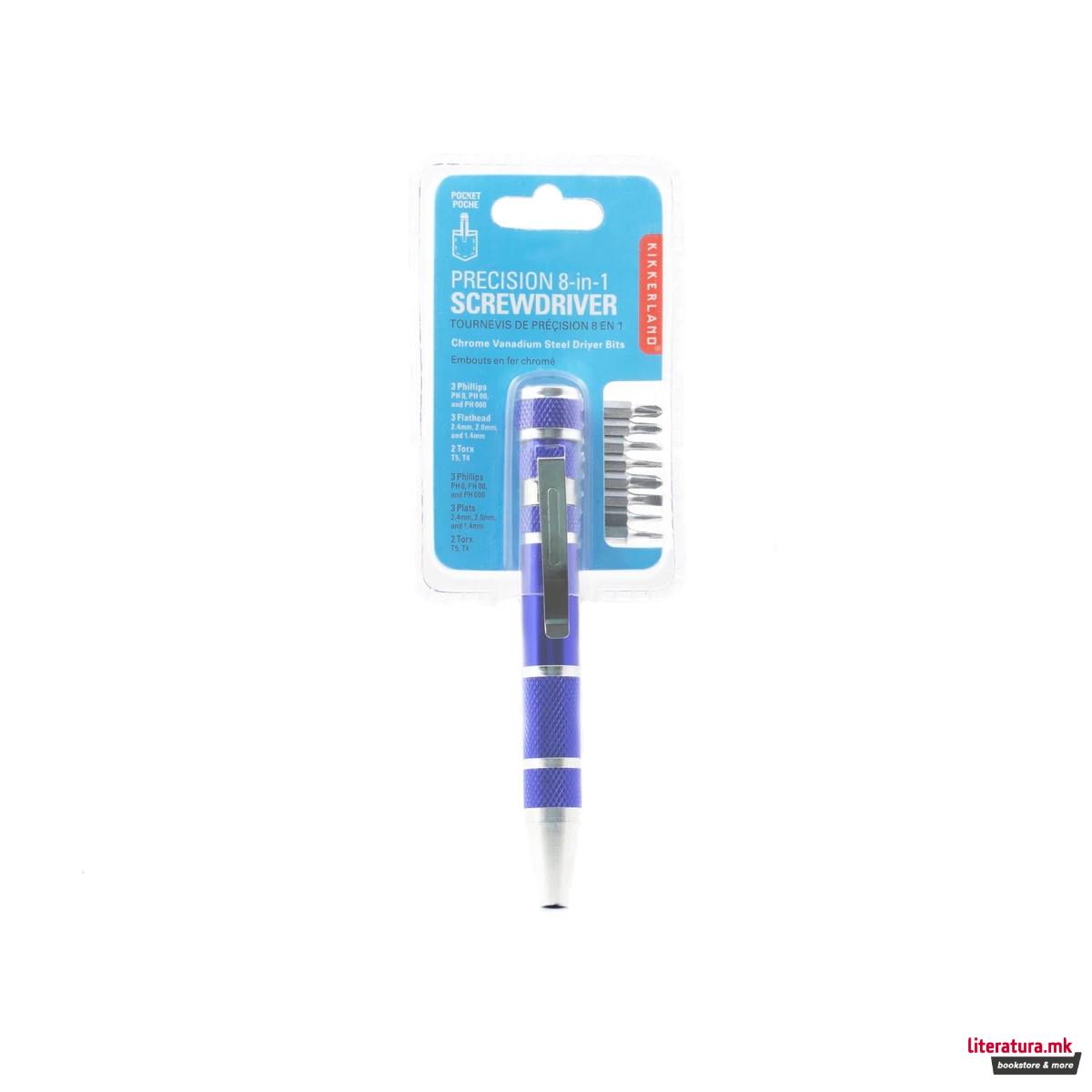 Џебна алатка 8 во 1, Precision 8 in 1 Screwdriver Assorted 