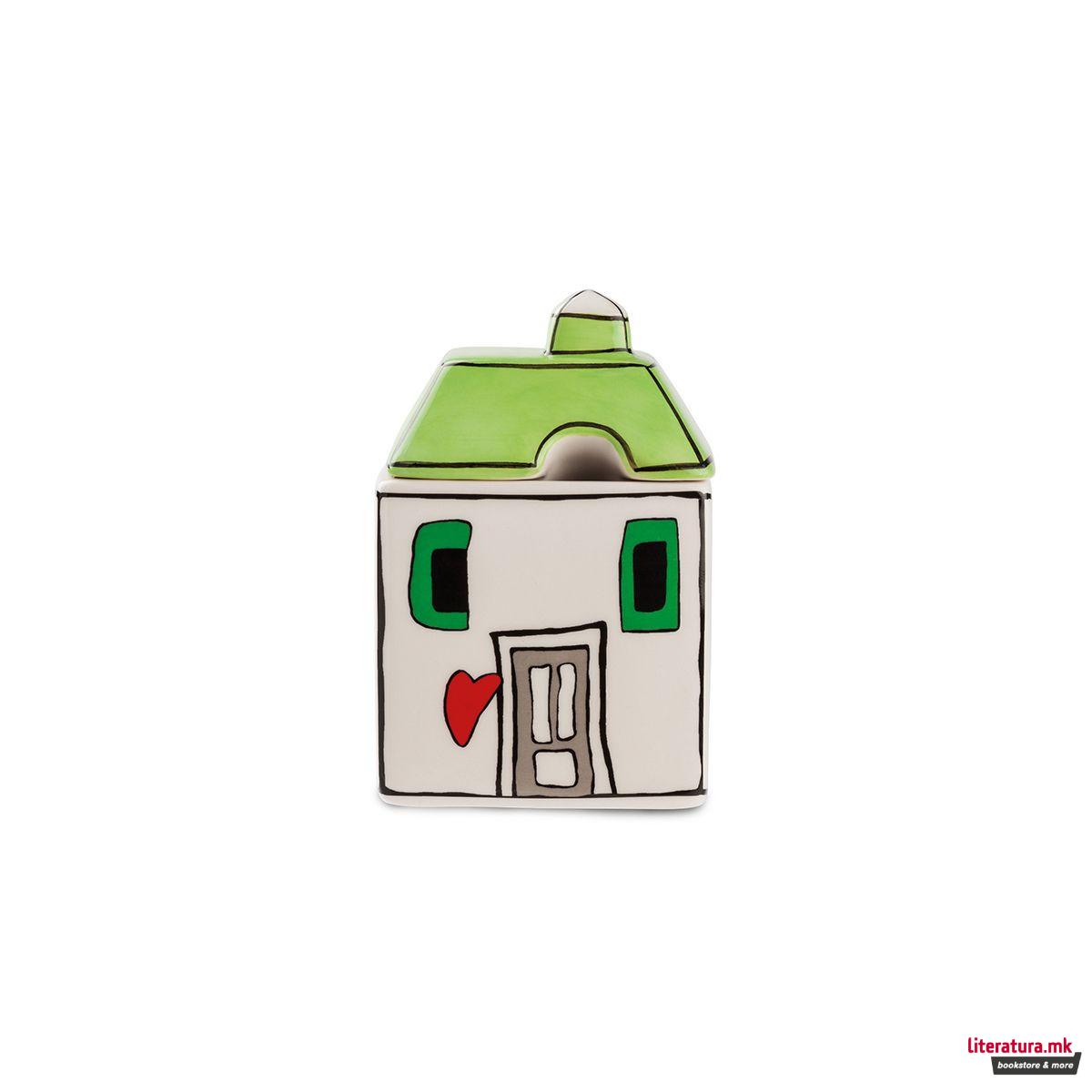 Сет од 2 шолји за кафе и сад за шеќер, Le Casette, зелени 