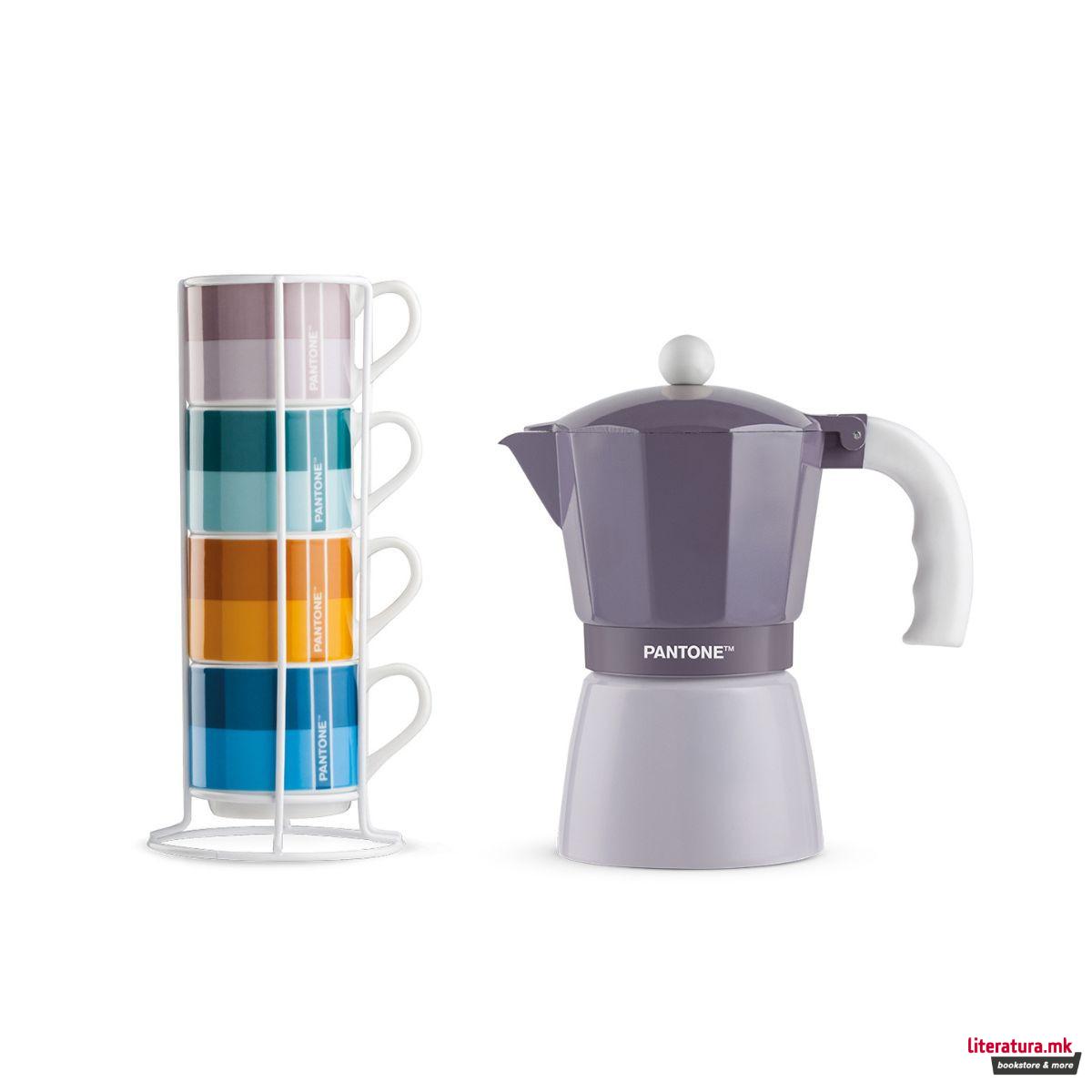 Сет од 4 шолји и виолетова мока, Pantone 