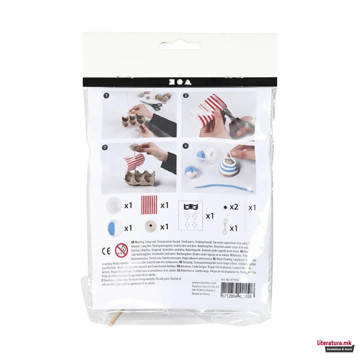 Мини креативен сет за изработка, Egg Box Pirate Ship