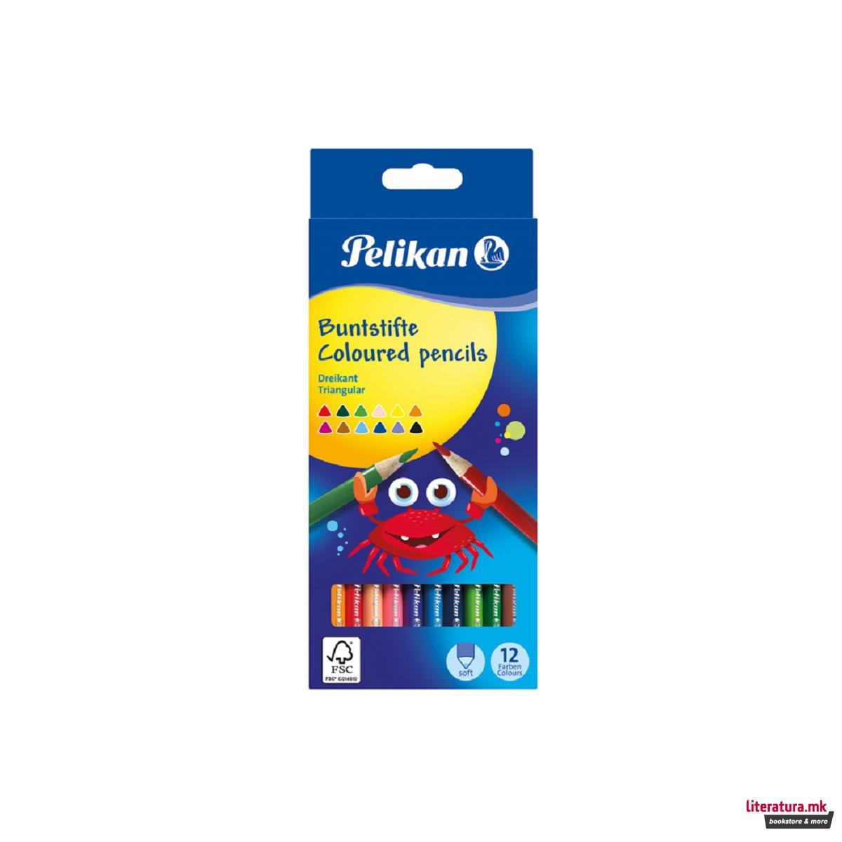 Дрвени боици, Pelikan, Triangular, 12 бои