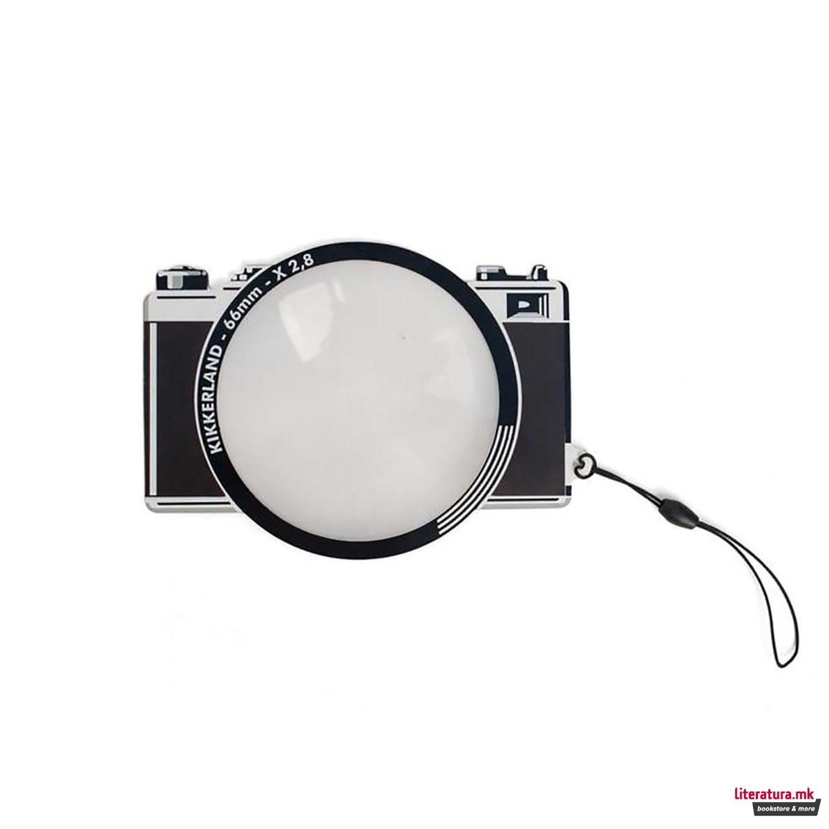 Разделник-лупа во форма на фотоапарат, Fresnel Bookmark 66mm Camera
