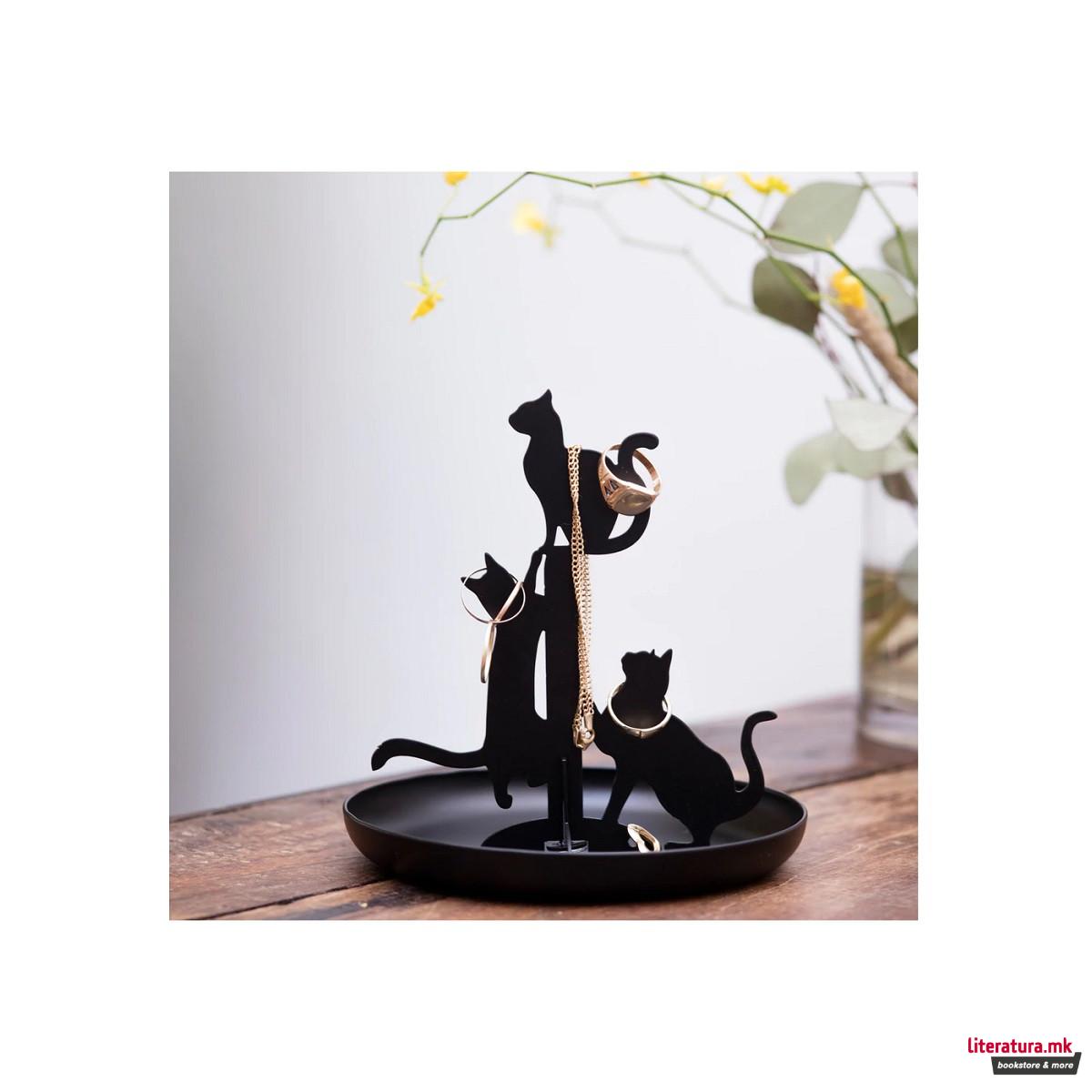 Држач за накит, Cat jewellery stand, црн 