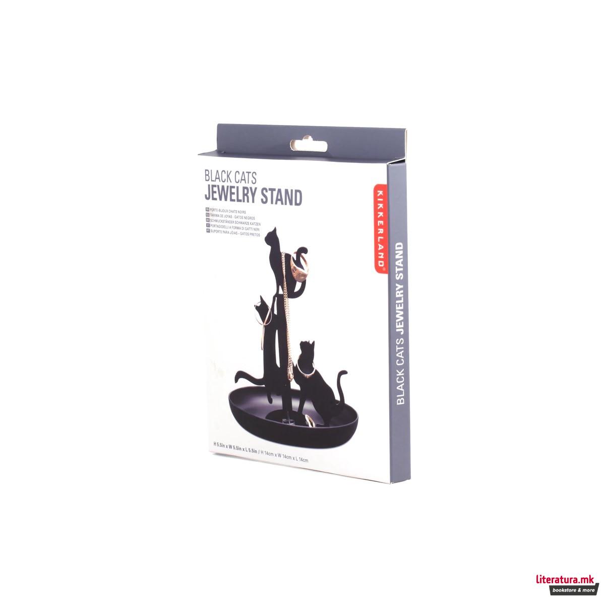 Држач за накит, Cat jewellery stand, црн 