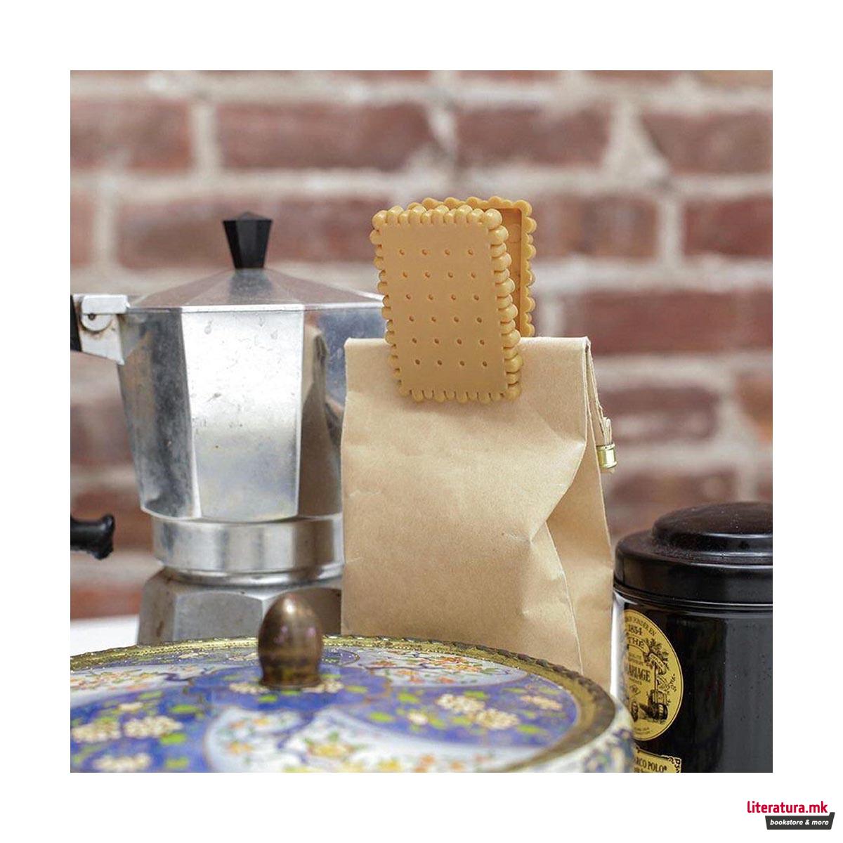 Штипка во облик на бисквит, Tea Biscuit, сет од 4
