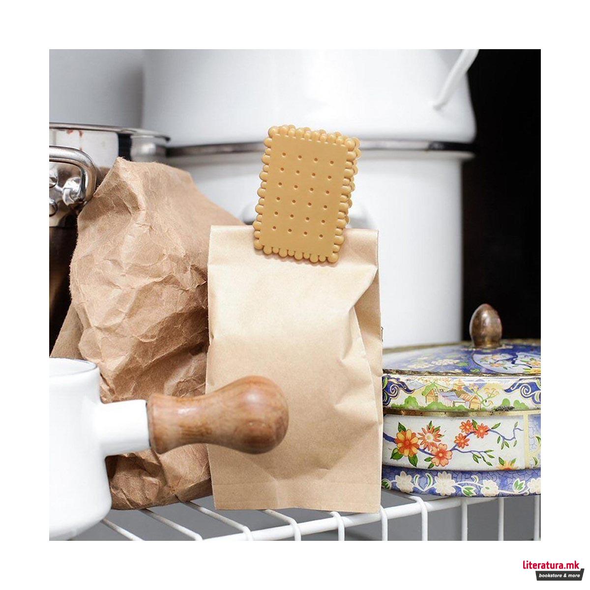 Штипка во облик на бисквит, Tea Biscuit, сет од 4