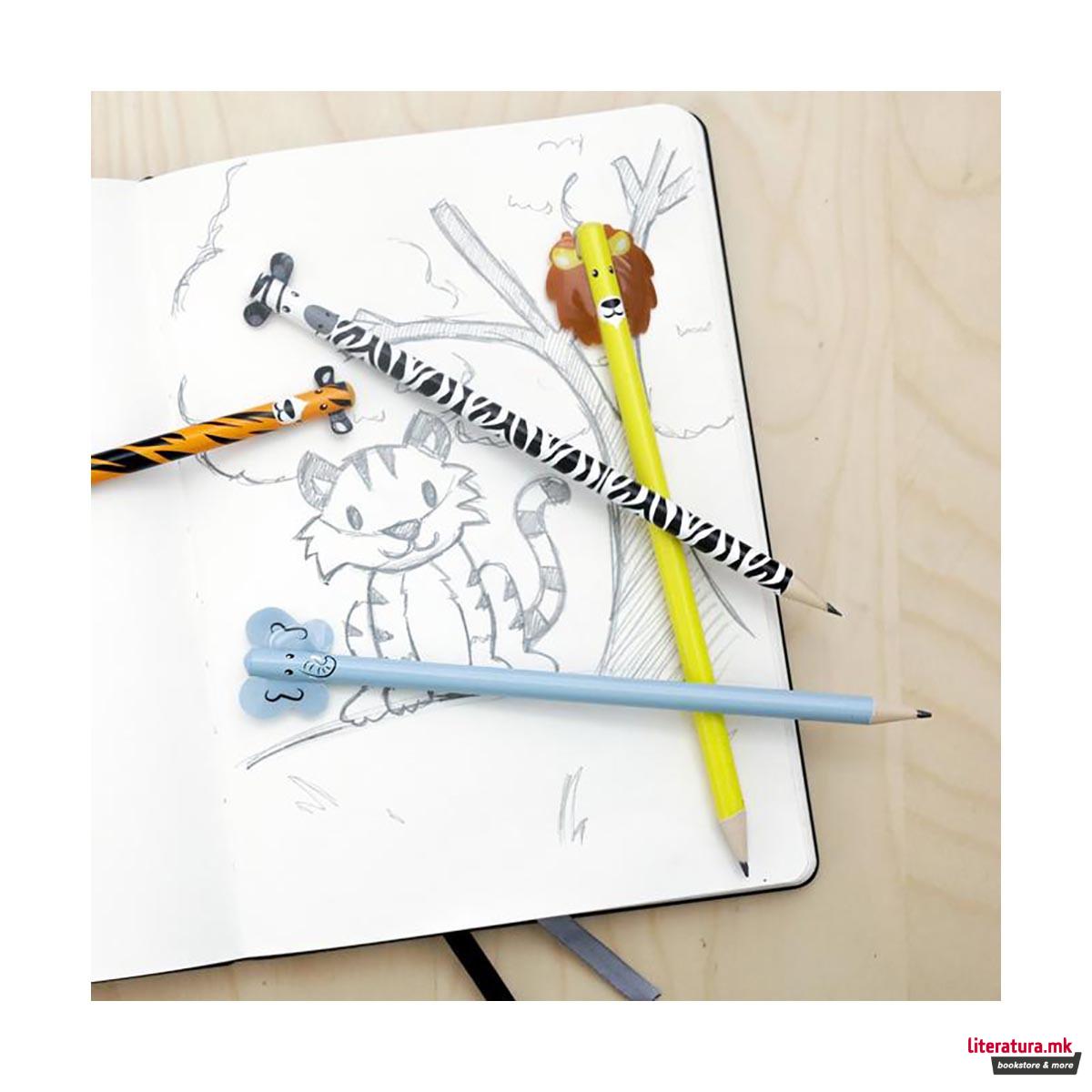 Сет моливи, Safari Animal, сет од 4, HB 