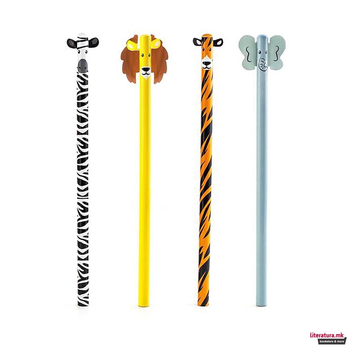 Сет моливи, Safari Animal, сет од 4, HB 