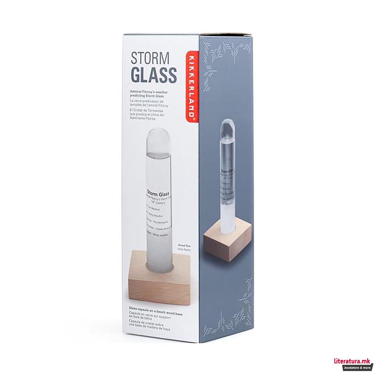 Барометар, Storm glass tube with beechwood base 