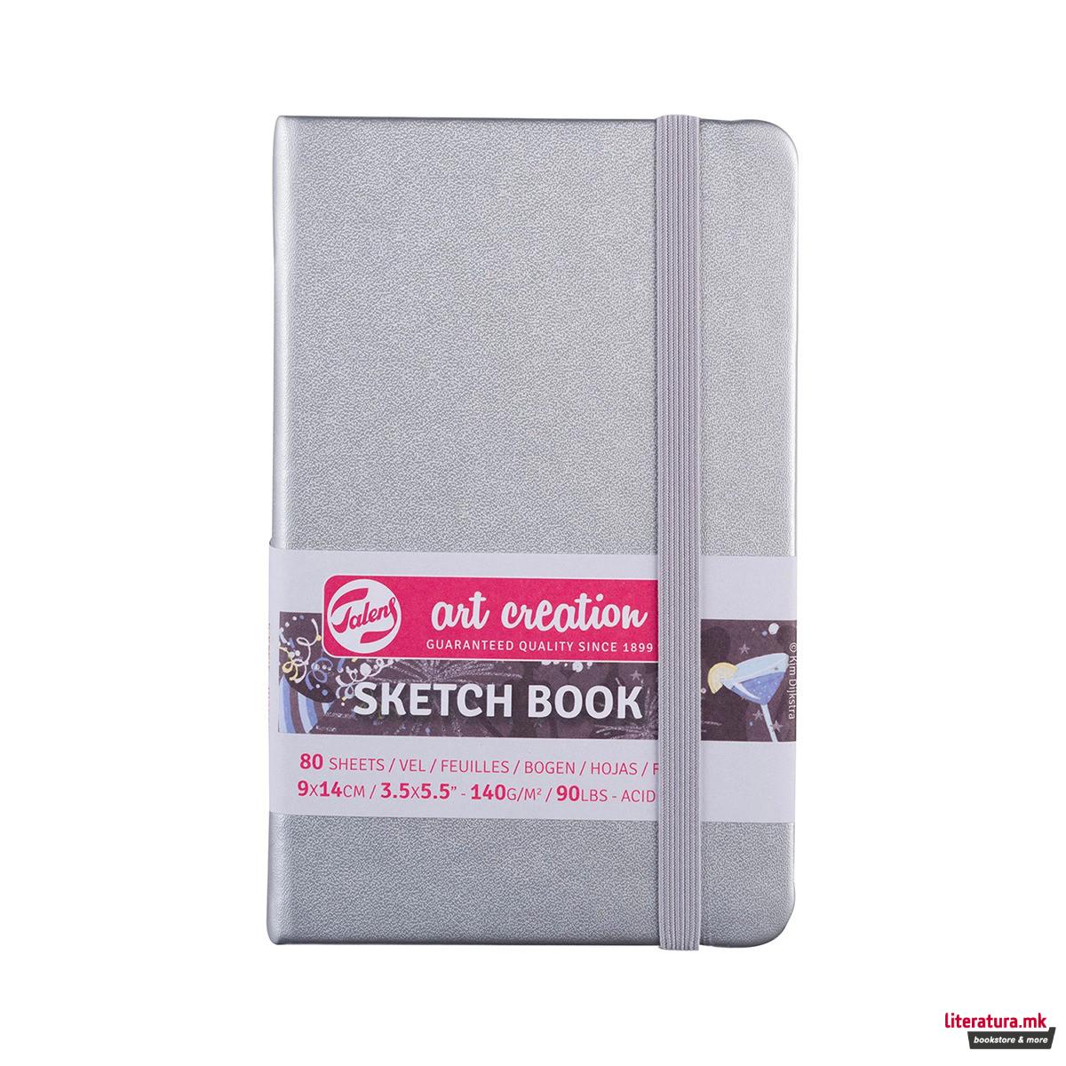 Скицник, Talens Art Creation - Shiny Silver, 9 x 14 cm 