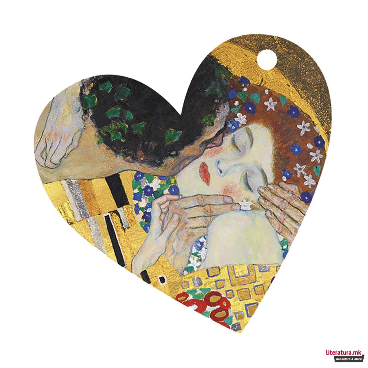 Таг за подарок во форма на срце, Gustav Klimt 