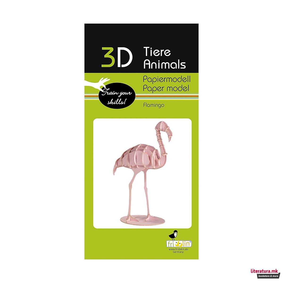 3D модел од хартија - Фламинго 