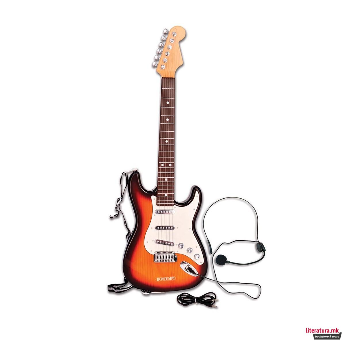 Електронска рок гитара со ремен, Electronic Rock Guitar, 67cm 